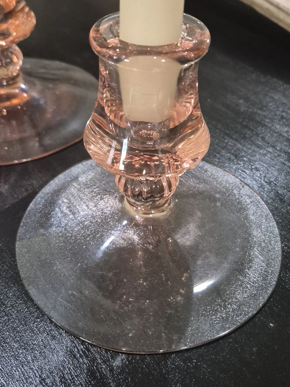 2 Pink Depression Glass Candlestick Holders Tiffin-Franciscan or Fostoria